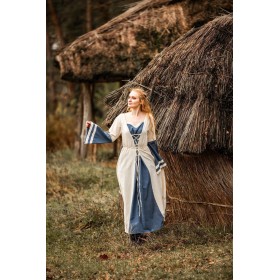 Mittelalter Kleid Dorothea Natur/Blau XXXL