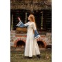 Mittelalter Kleid Dorothea Natur/Blau XXXL