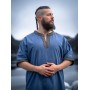 Kurzarmtunika mit Bordüre "Richard" Taubenblau XL