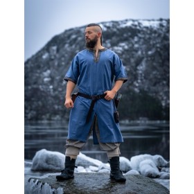Kurzarmtunika mit Bordüre "Richard" Taubenblau XXL