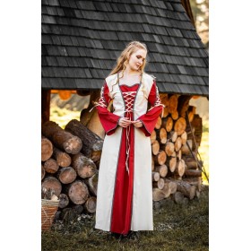 Mittelalter Kleid Amalia Natur/Rot XXL
