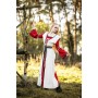 Mittelalter Kleid Amalia Natur/Rot XXXL