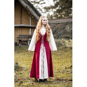 Mittelalter Kleid "Genefe" Rot/Natur XXL