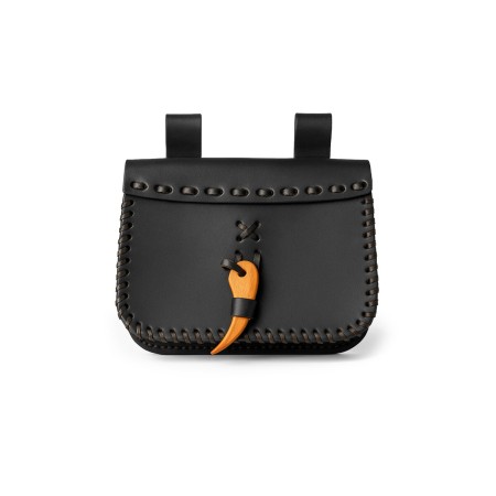 Mittelalter Leder Gürteltasche "Volmar" Schwarz