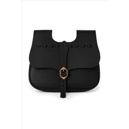 Mittelalter Leder Gürteltasche "Albrecht" Schwarz