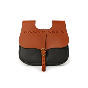 Mittelalter Leder Gürteltasche "Albrecht" Braun/Schwarz