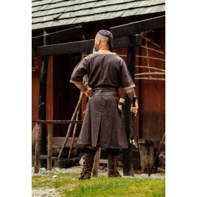 Kurzarmtunika mit Bordüre "Richard" Dunkelbraun 4XL