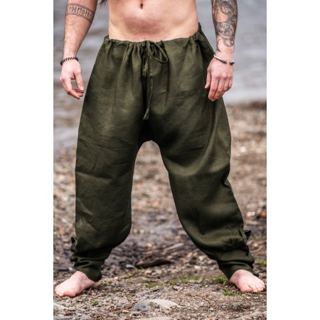 Wikinger Rushose Leinen "Wodan" Olive XL