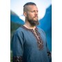 Herren Wikinger Tunika "Leif" mit Lederapplikationen Blau S