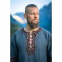 Herren Wikinger Tunika "Leif" mit Lederapplikationen Blau XL