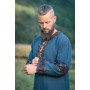 Herren Wikinger Tunika "Leif" mit Lederapplikationen Blau XL