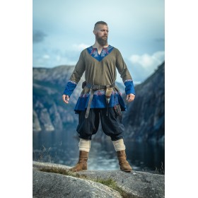 Wikinger Tunika Freydis Olive/Blau Unisex XXL/XXXL